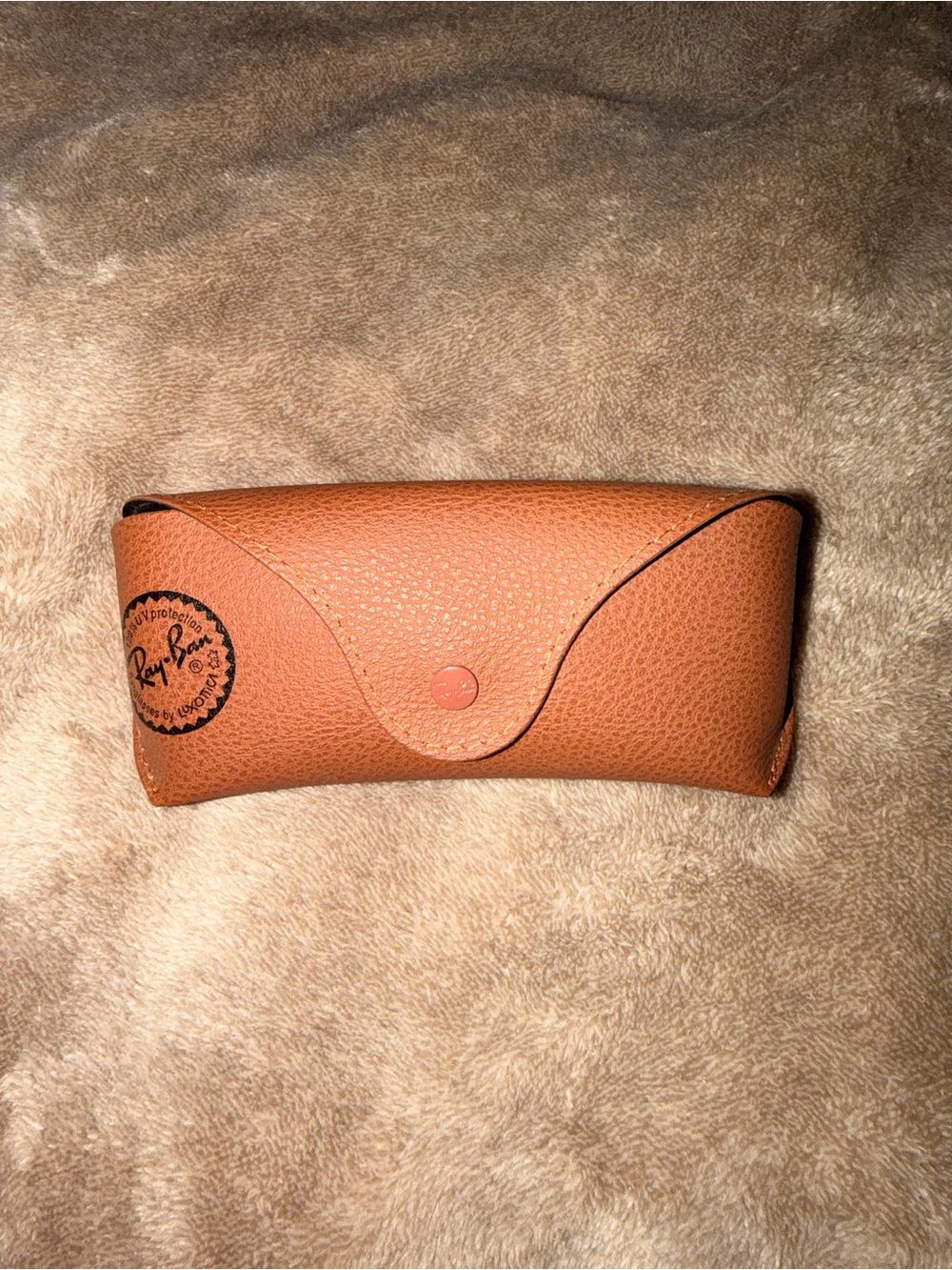 Ray-Ban Tan Leather Pebbled Sunglasses Case